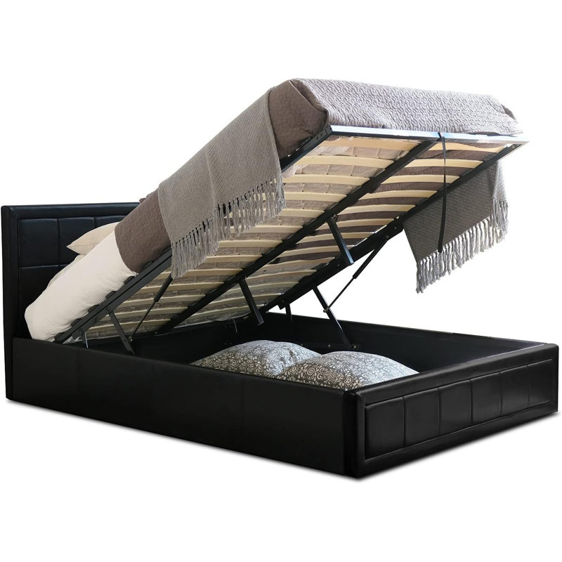 Nyajiah Upholstered Ottoman Storage Bed with Mattress, Kingsize (5')