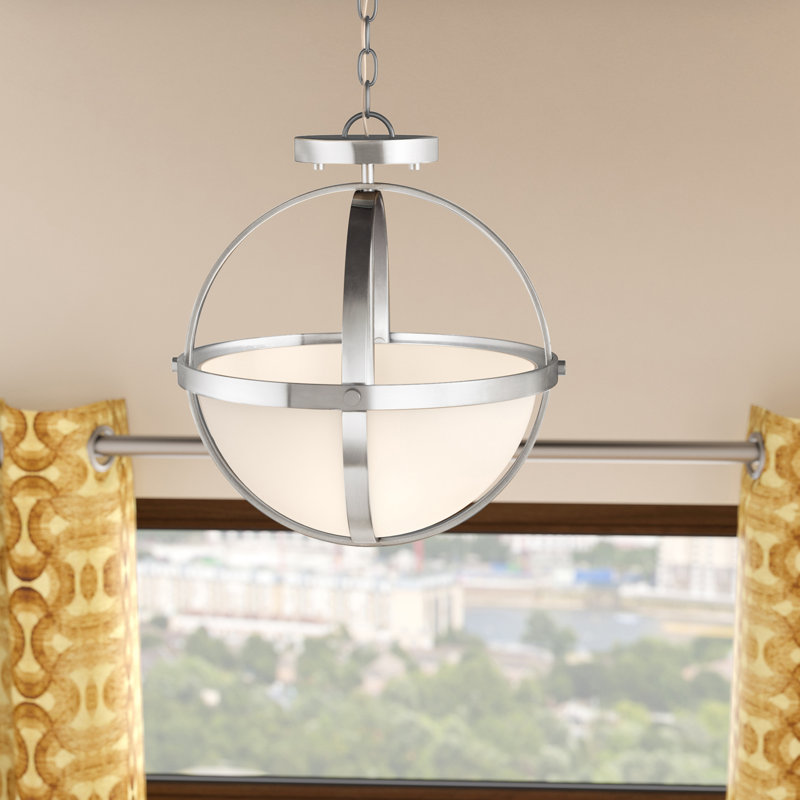 Luminaire suspendu sphérique à 2 lumières Balsamo, Nickel brossé