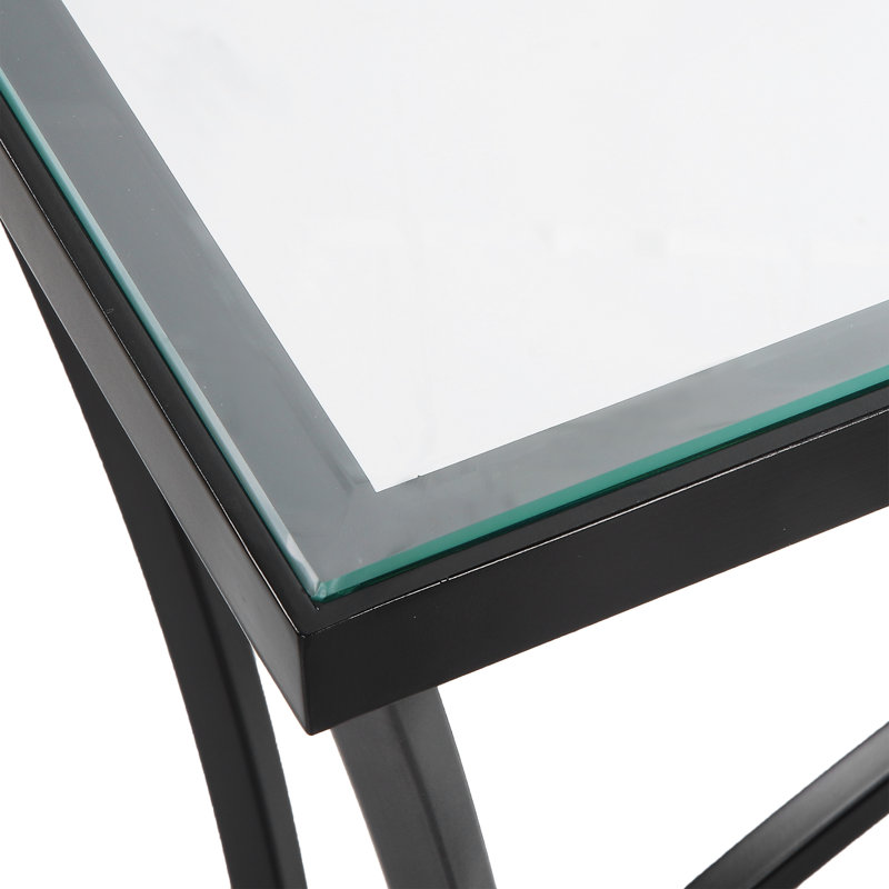 Versie 48'' Black Metal and Glass Console Table