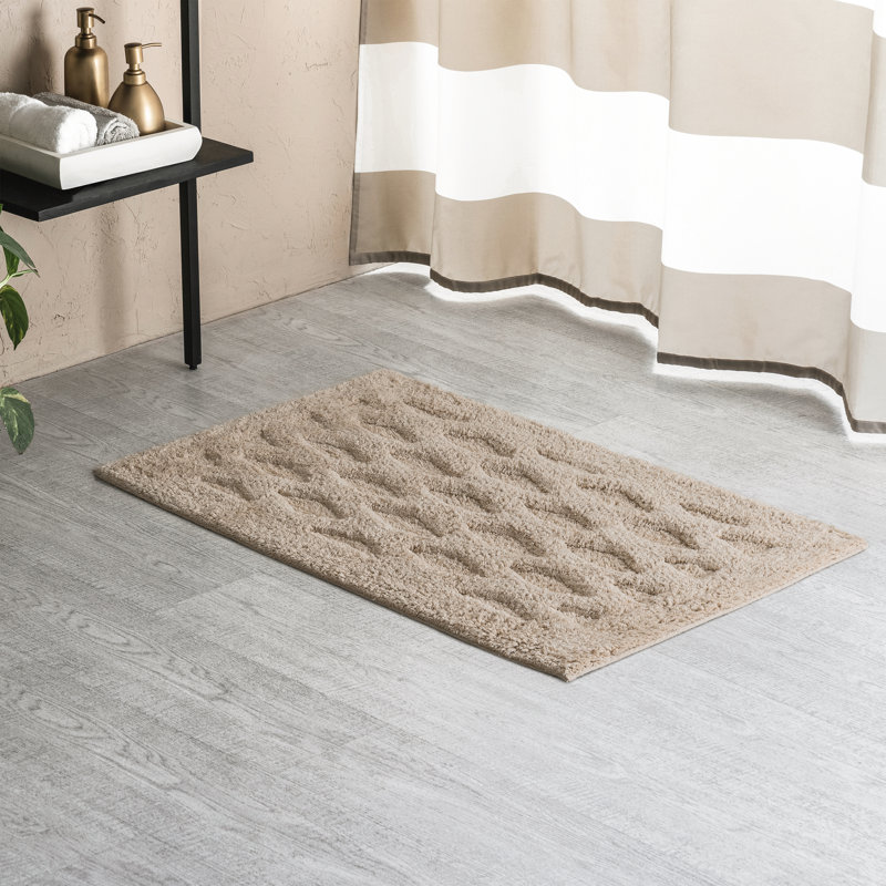 Raul 100% Cotton Bath Mat, Beige, 21" W x 34" L