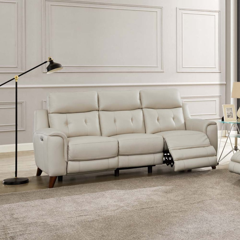 Canapé inclinable moderne en cuir fleur sans accoudoirs Modern Sofatorino, Blanc