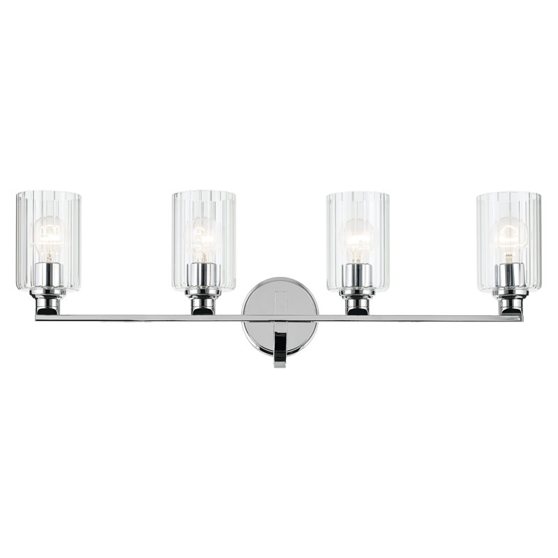 32.25" 4-Light Vanity Light with Fluted Glass, Clear, Chrome