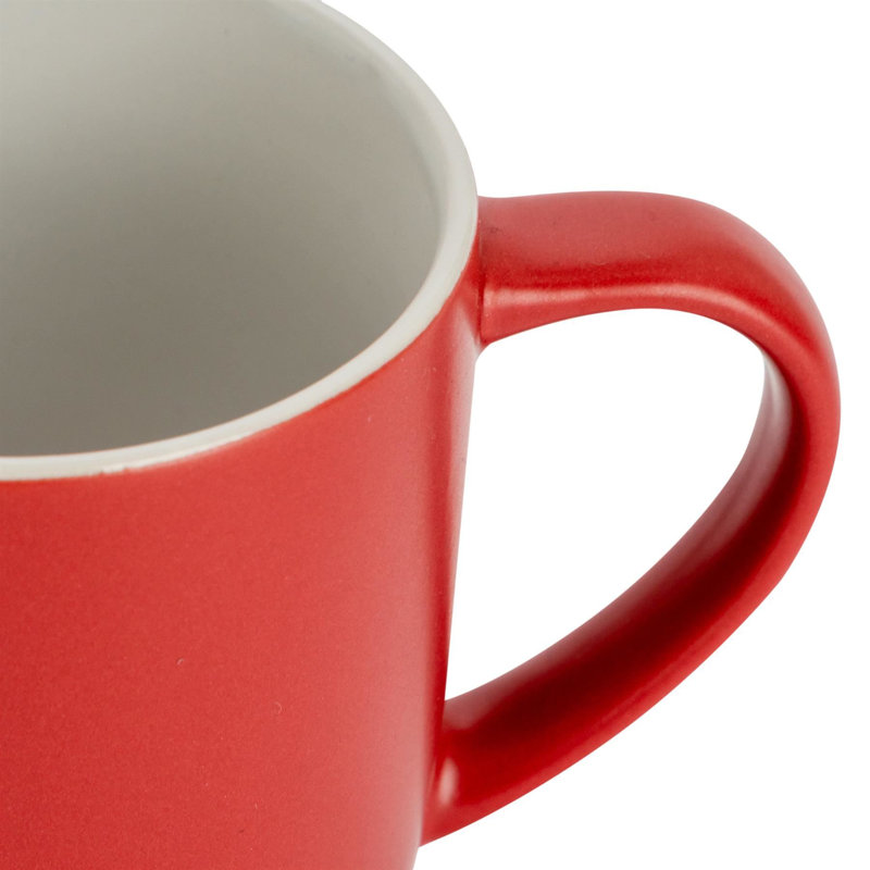 Argon Tableware - Matt Coloured Coffee Mugs - 350ml - Pack of 4, Red