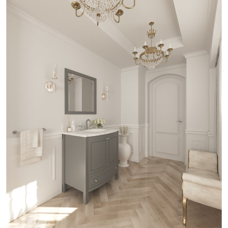 Ensemble de meuble-lavabo simple 32 po Augustin, Gris érable, Blanc; gris