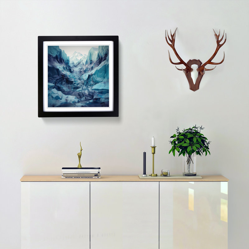 Glacier Liquify - Single Picture Frame Print on Wood, Black