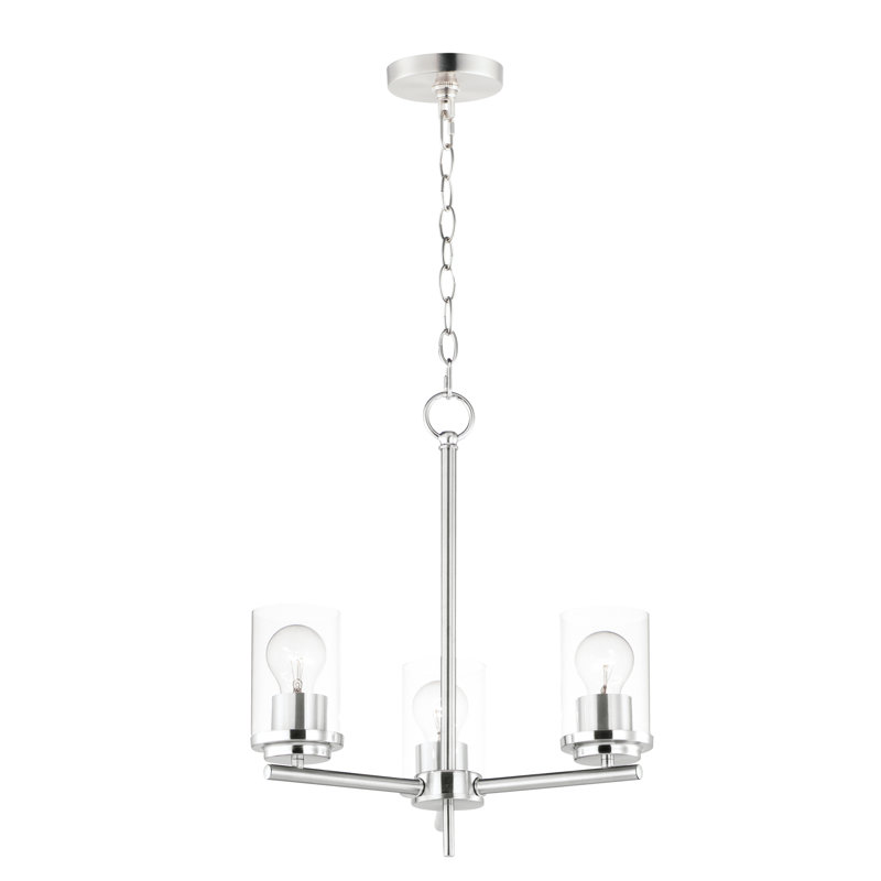 Lustre cylindrique à 3 lumières Amonnie, Nickel satiné