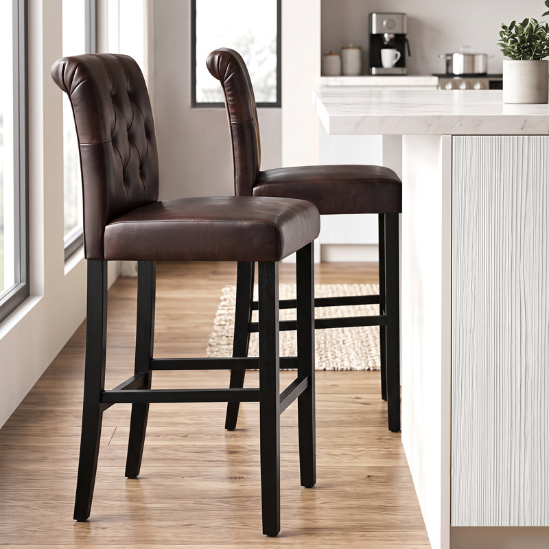 Alayna 28.5" Bar Stool, Brown PU