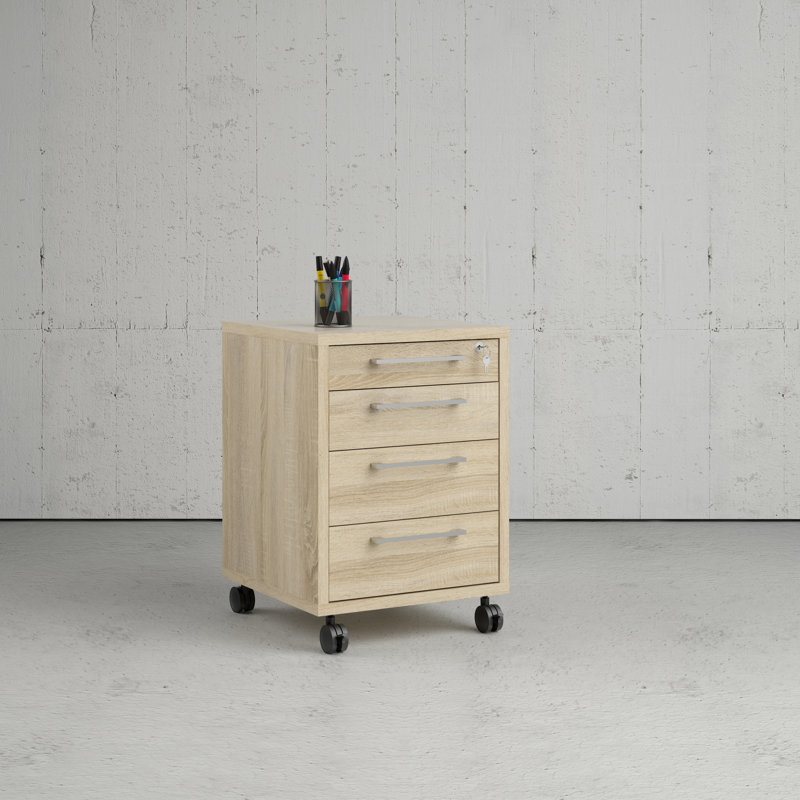 Eggen 4 Drawer Filing Cabinet, Oak