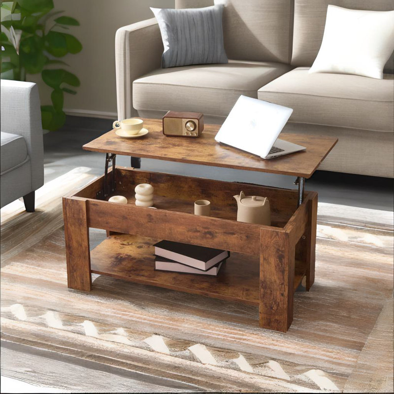 Table basse en bois à plateau relevable