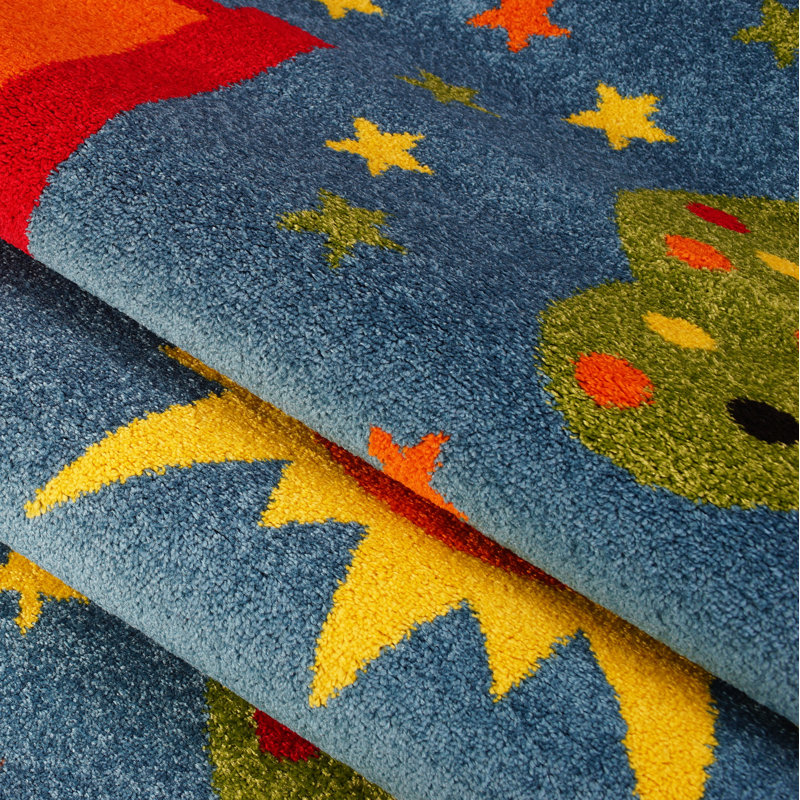 Tapis bleu / vert Kindig, Rectangle 3 pi 11 po x 5 pi 3 po