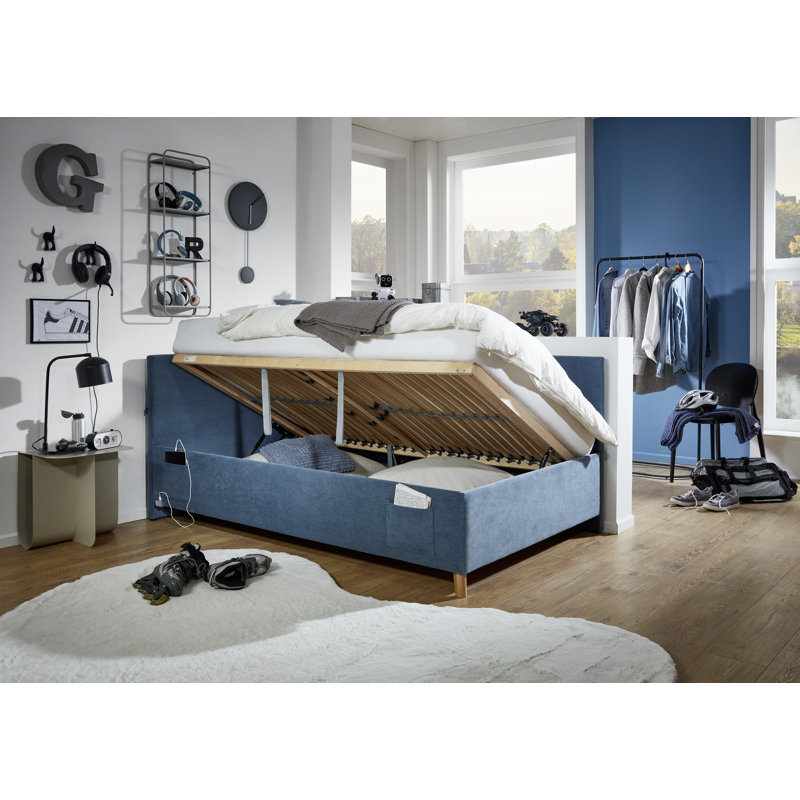Bromborough Storage Bed, European Single (90 x 200cm), Blue