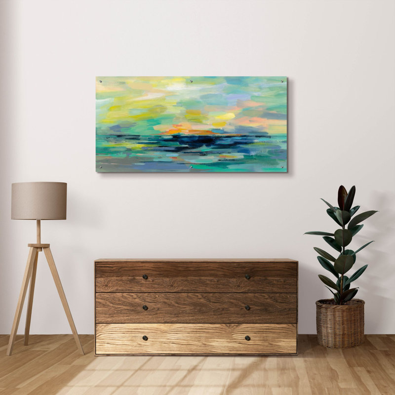 «Pacific Beach» par Silvia Vassileva, art mural en verre acrylique, H 24 po x l 48 po