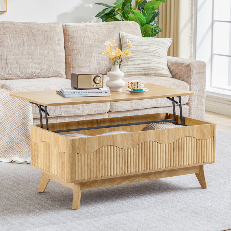 Table basse à plateau relevable, Yellow-2