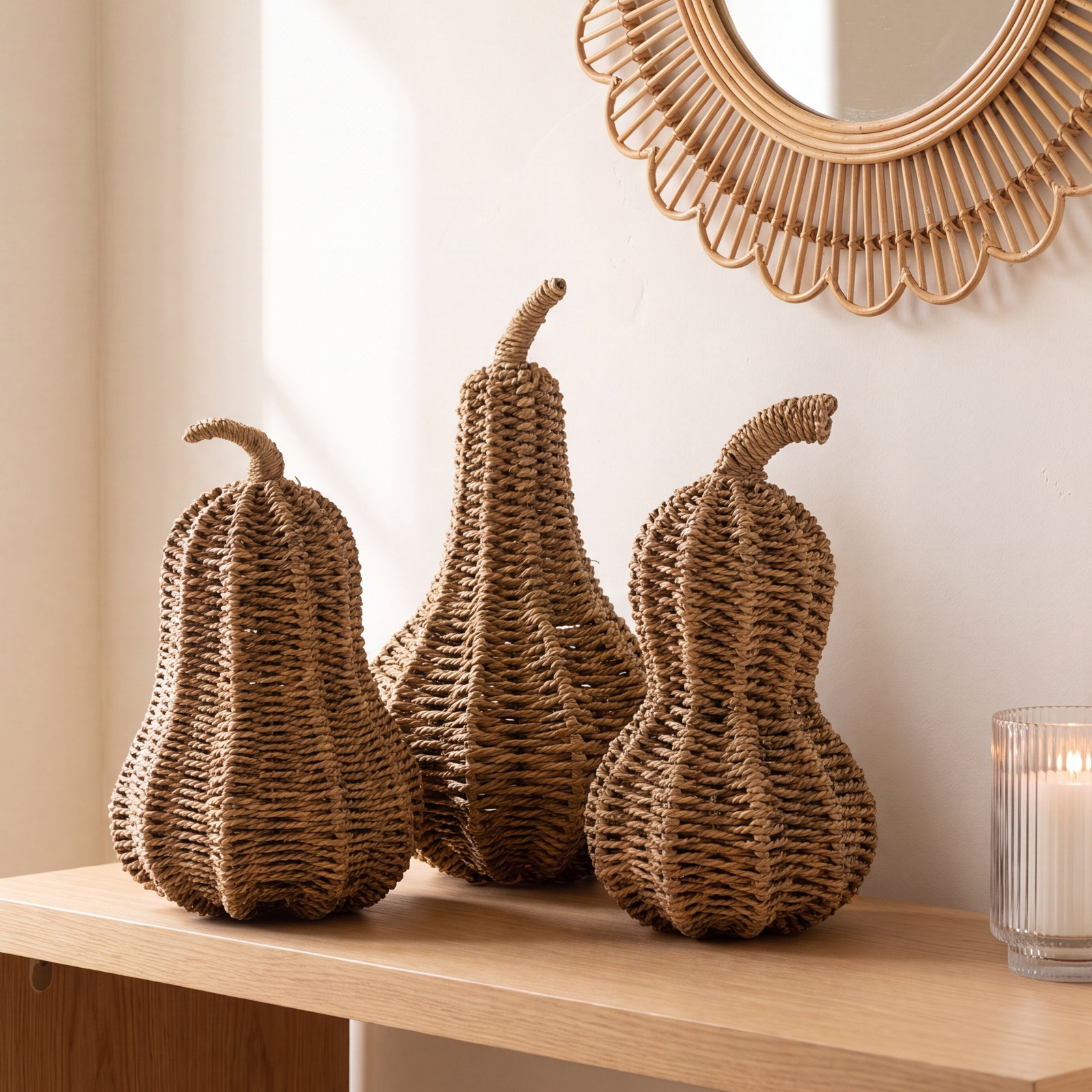 SET OF THREE WOVEN VINE GOURDS