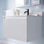 Meuble-lavabo mural H 20 po x l 30 po Geskea avec comptoir en quartz blanc et lavabo simple-583888635