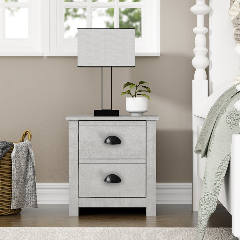 Bhure 20.8" 2 Drawer Nightstand, Beige