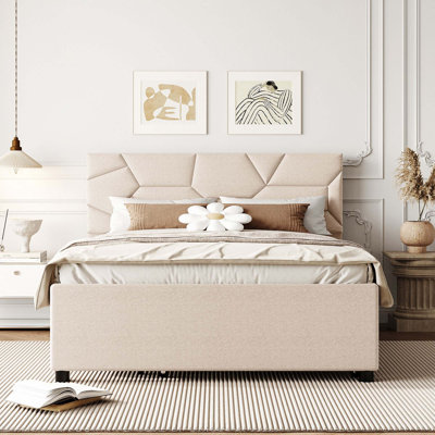 Lit plateforme tapissier avec lit gigogne