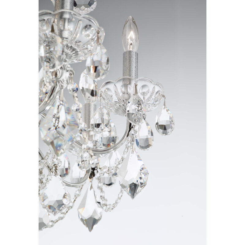 Century 8 - Light Candle Style Chandelier, Polished Silver, Heritage Handcut Crystal Clear