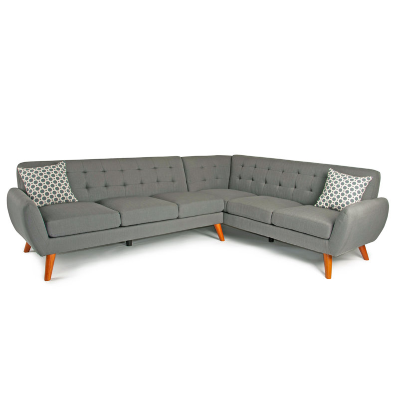 Austell Upholstered L-Shaped Sectional Symmetrical, Gray