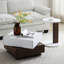 Table basse de salon en noyer blanc avec rangement supplémentaire et fonction carrée à 2 tiroirs