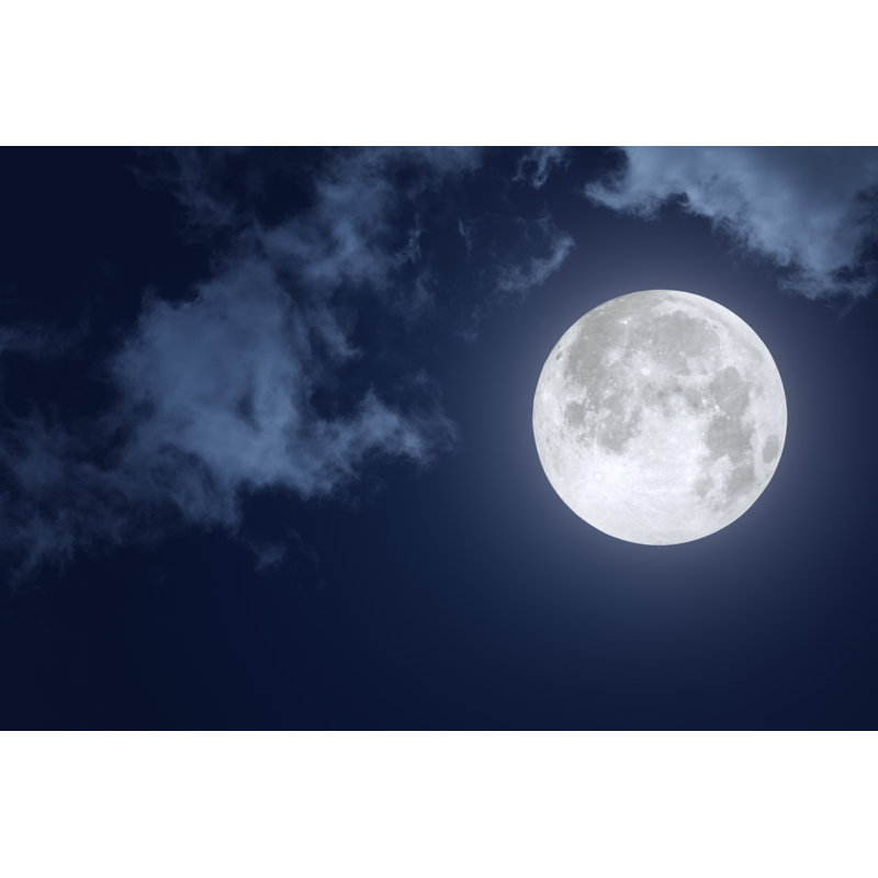 Full Moon And Clouds - Wrapped Canvas Print, 30cm H x 46cm W x 3.8cm D