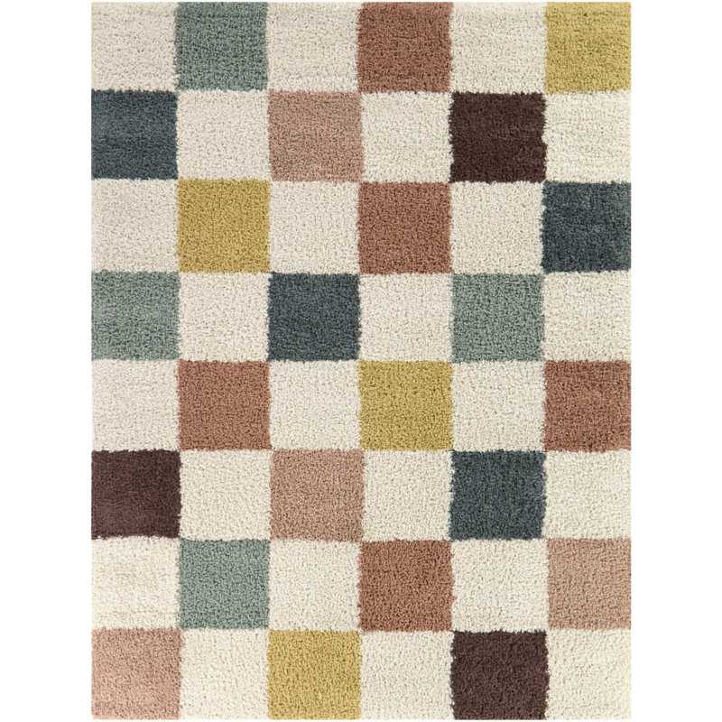 Tapis crème à carreaux Cavalcanti, Rectangle 5 pi 3 po x 7 pi