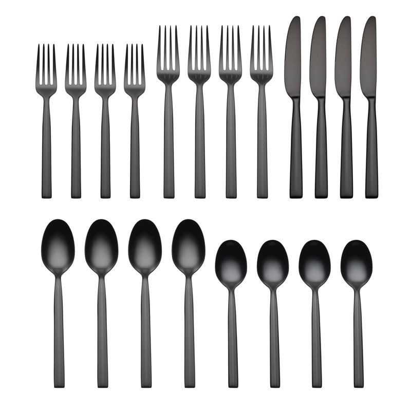 Aero Mirror 20-Piece Flatware Set, Black