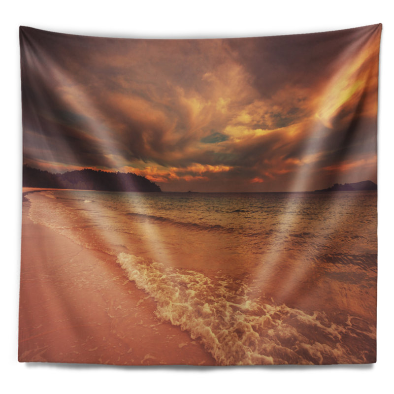 Tapisserie de plage tropical serene brun mer shore, H 32 po x l 39 po