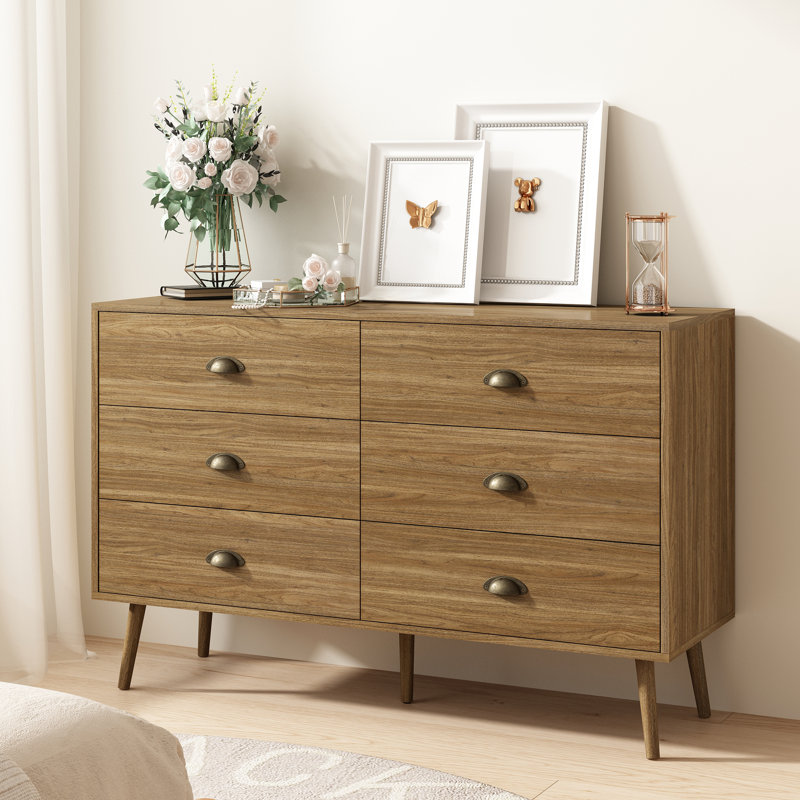 6 Drawer Dresser For Bedroom, Oak