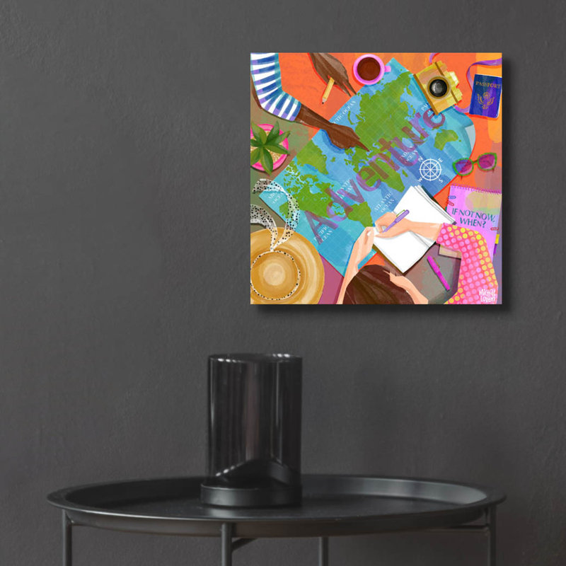«Adventure» par Michal Loren, art mural en verre acrylique, 12 po x 12 po, 12 po x 12 po