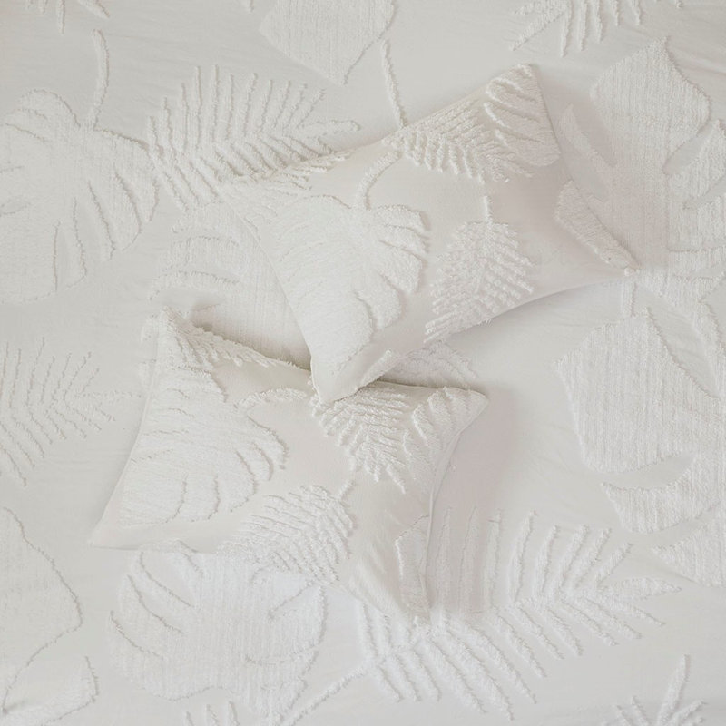 King White Cotton Chenille Comforter Set