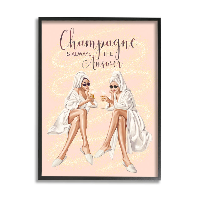 Champagne Champagne, L 16 po x H 16 po, Giclée encadrée noir minuit