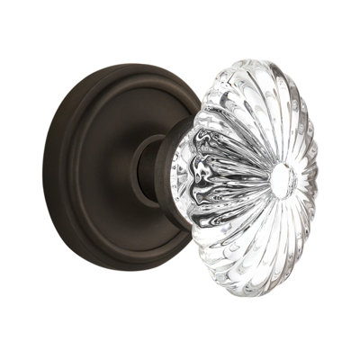 Classic Rosette with Oval Fluted Crystal Door Knob