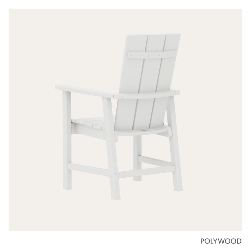 Modern Slatted Outdoor Dining Armchair, White
