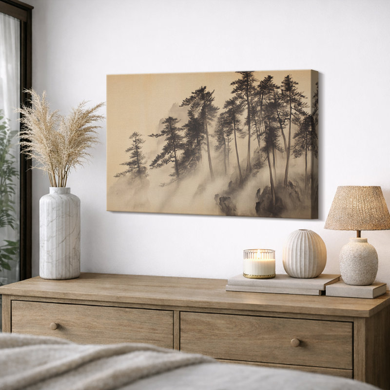 «Misty Forest Pine», reproduction d'art numérique sur toile encadrée, Toile tendue, H 12 po x l 18 po x P 1,5 po