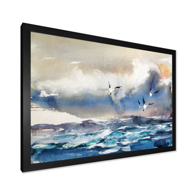 Seagulls Sunrise Romance - reproduction d'art sur toile