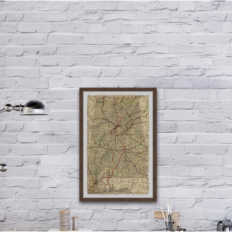 Cracked Map - Reproduction d'art graphique sur papier encadré, H 30 po x l 20 po x P 1,5 po