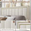 Structure de lit avec tête et pied de lit de 50 po de hauteur, lit plateforme tapissier en chenille, capitonnage à rainures verticales avec garniture cloutée-336937693-336937692