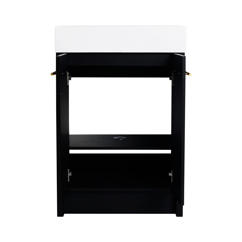 Meuble-lavabo autoportant avec résine en résine, porte, armoire de rangement pour salle de bain