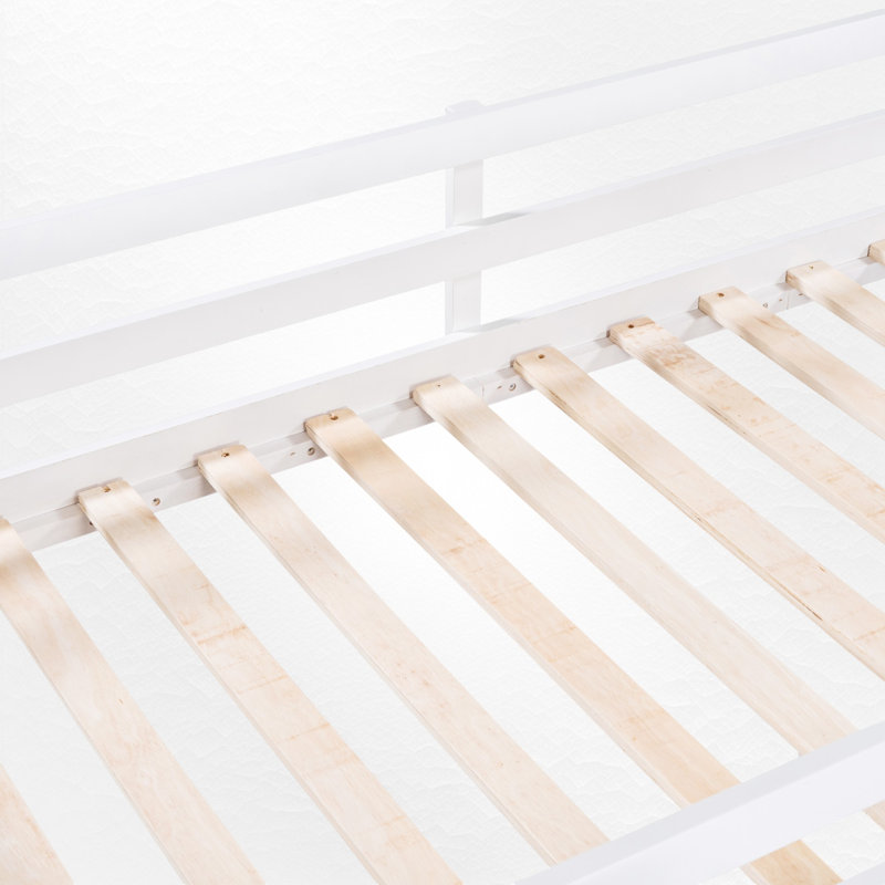 Lit mezzanine avec bureau intégré et rangement, Simple, Blanc