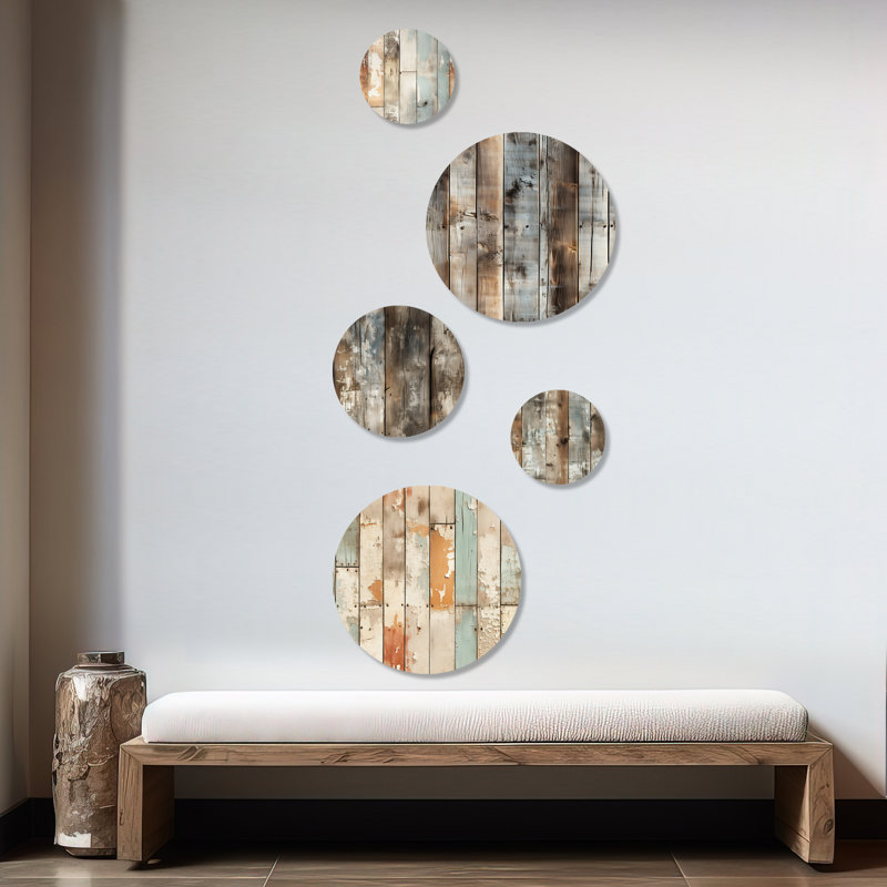 Mullen - Ensemble abstrait d'art mural rond vintage de 5