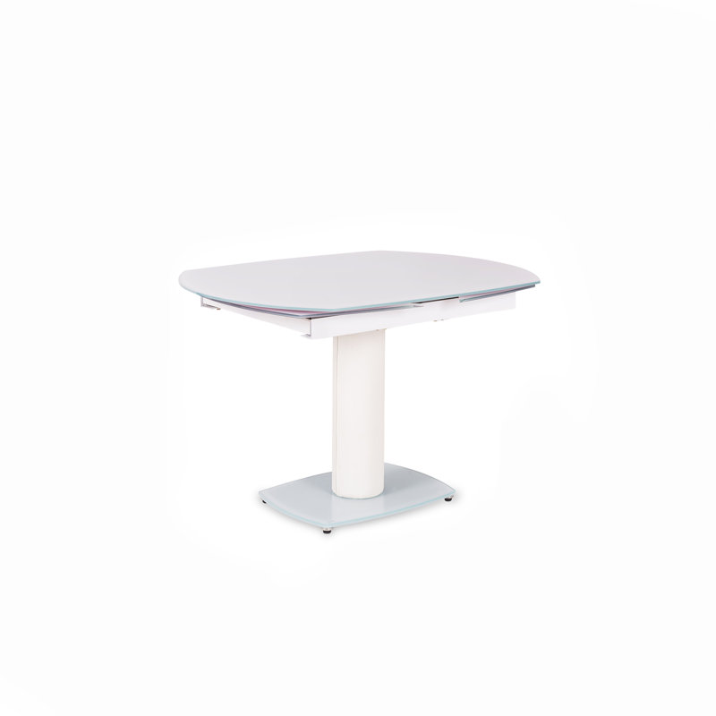 Brisson Extendable Oval Glass Top Metal Base Dining Table, White