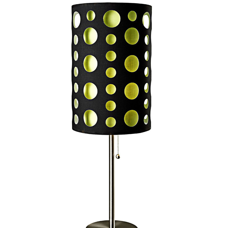 Lampe de table rétro en métal avec abat-jour double et finition chromée, Vert / noir