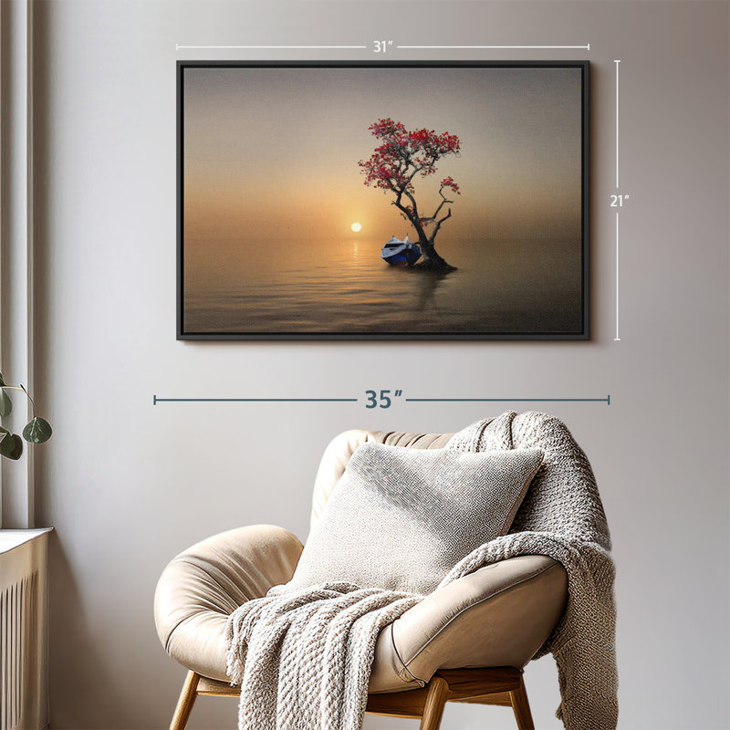 "Art mural bateau amarré", H 21 po x l 31 po