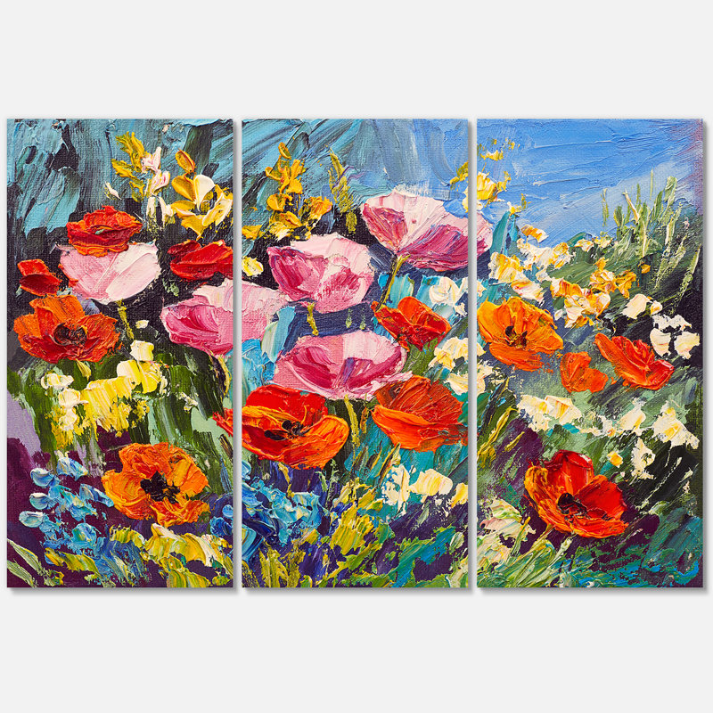 Fleurs printanières colorées - impression de 3 pièces