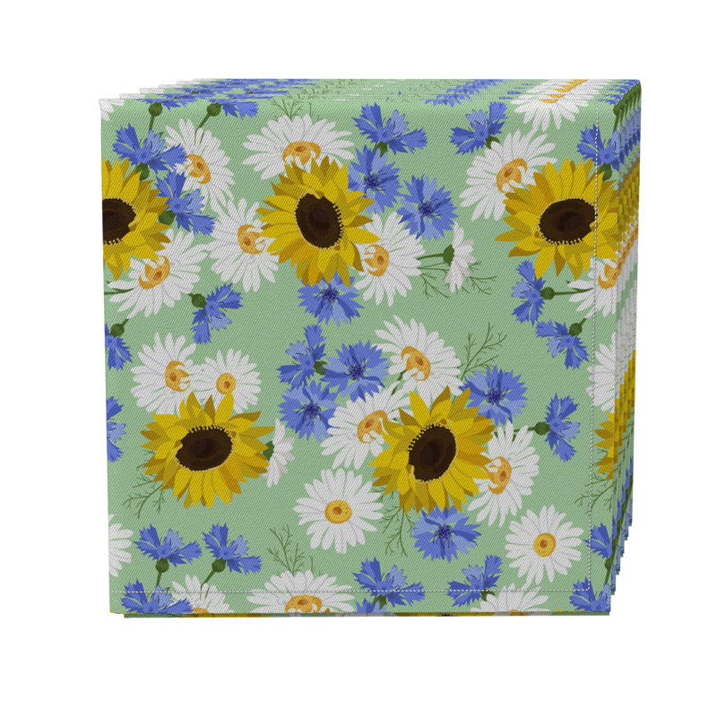 Rectangular Floral Cotton Twill Tablecloth