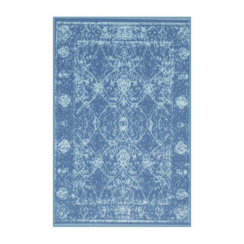 Tapis contemporain bleu, Rectangle 5 pi x 7 pi