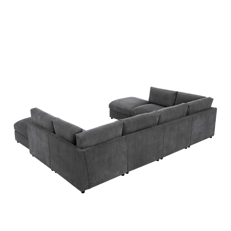 Canapé modulaire en velours côtelé Gewimhurst, Velours côtelé gris foncé