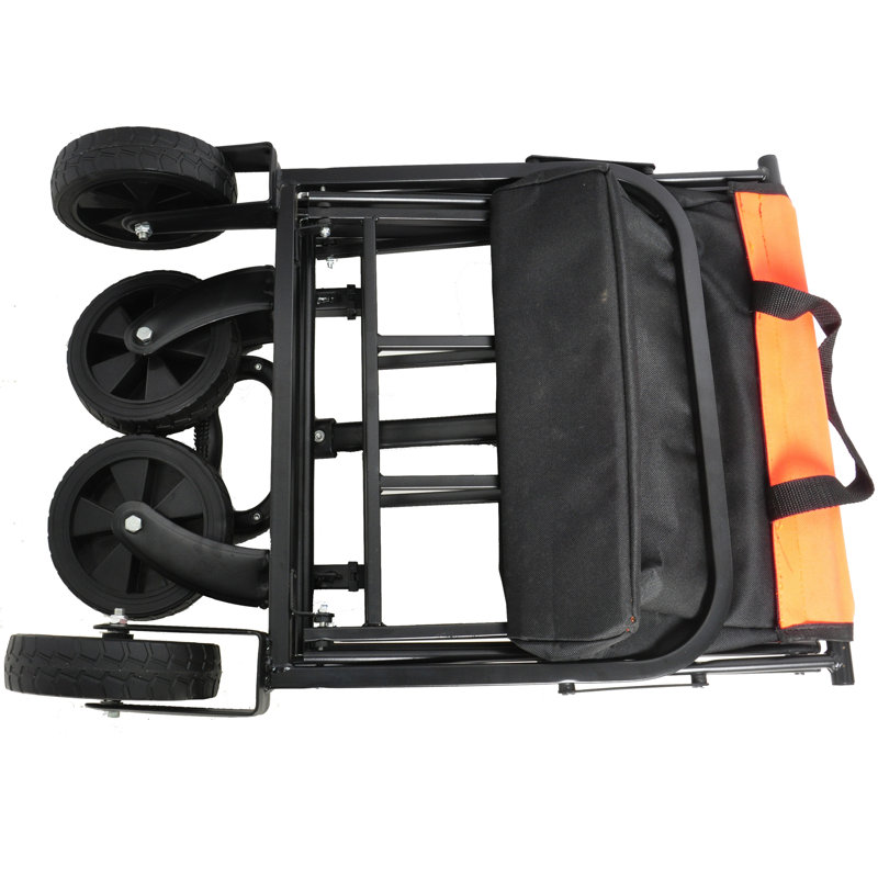 Mini chariot de plage pliable de jardinage (noir + jaune)
