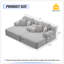Ensemble 2 pièces surdimensionné de méridienne double, luxueux canapé-lit en velours côtelé moelleux avec 6 coussins et une poche de rangement, pour les petits espaces, le cinéma maison et le salon-1607512794
